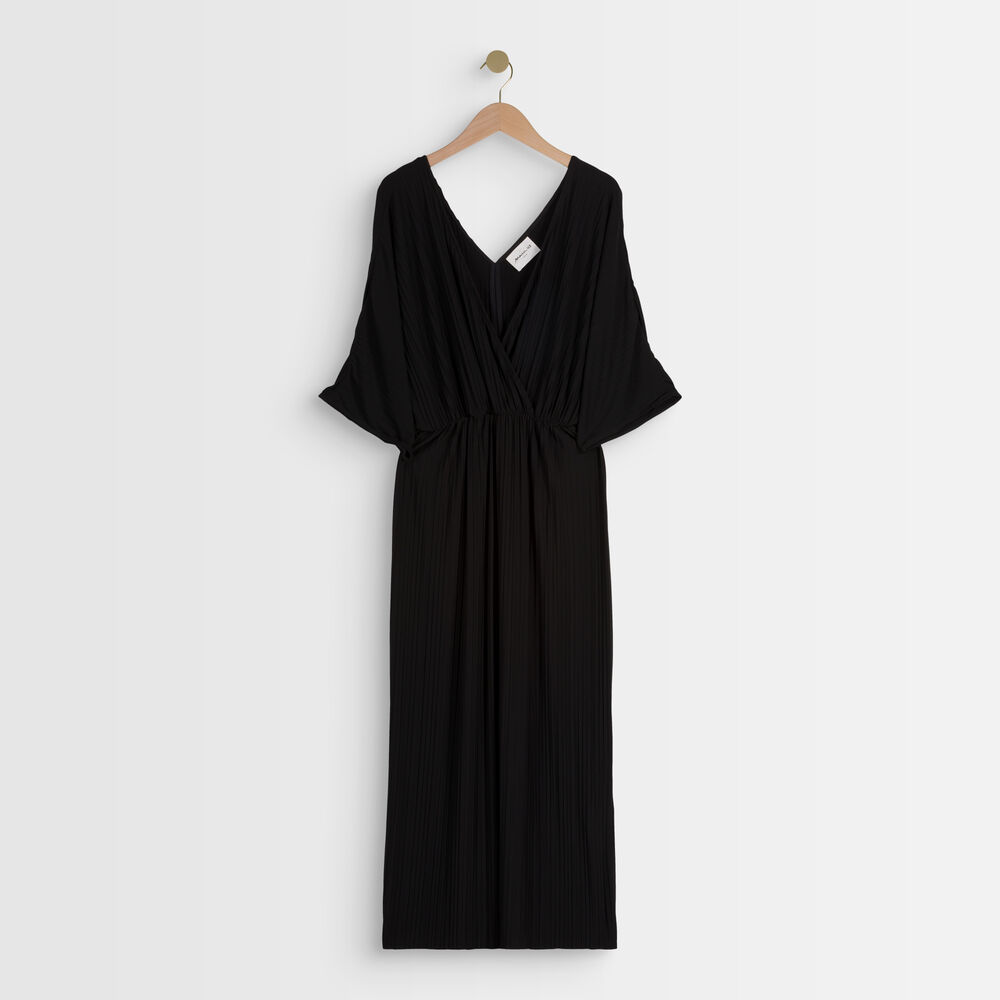 Melissa black long pleated dress noir.