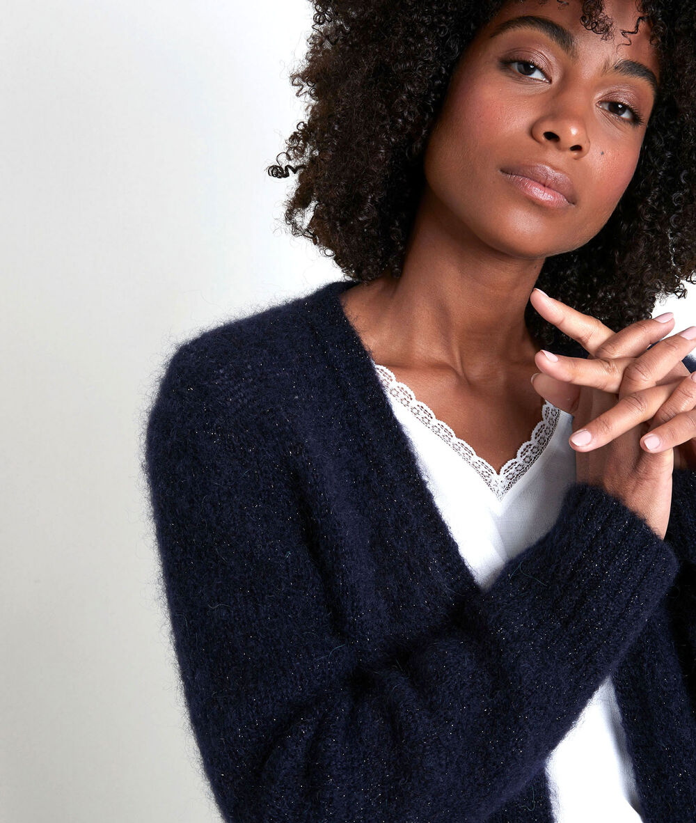 Rozelle navy mohair blend cardigan marine.