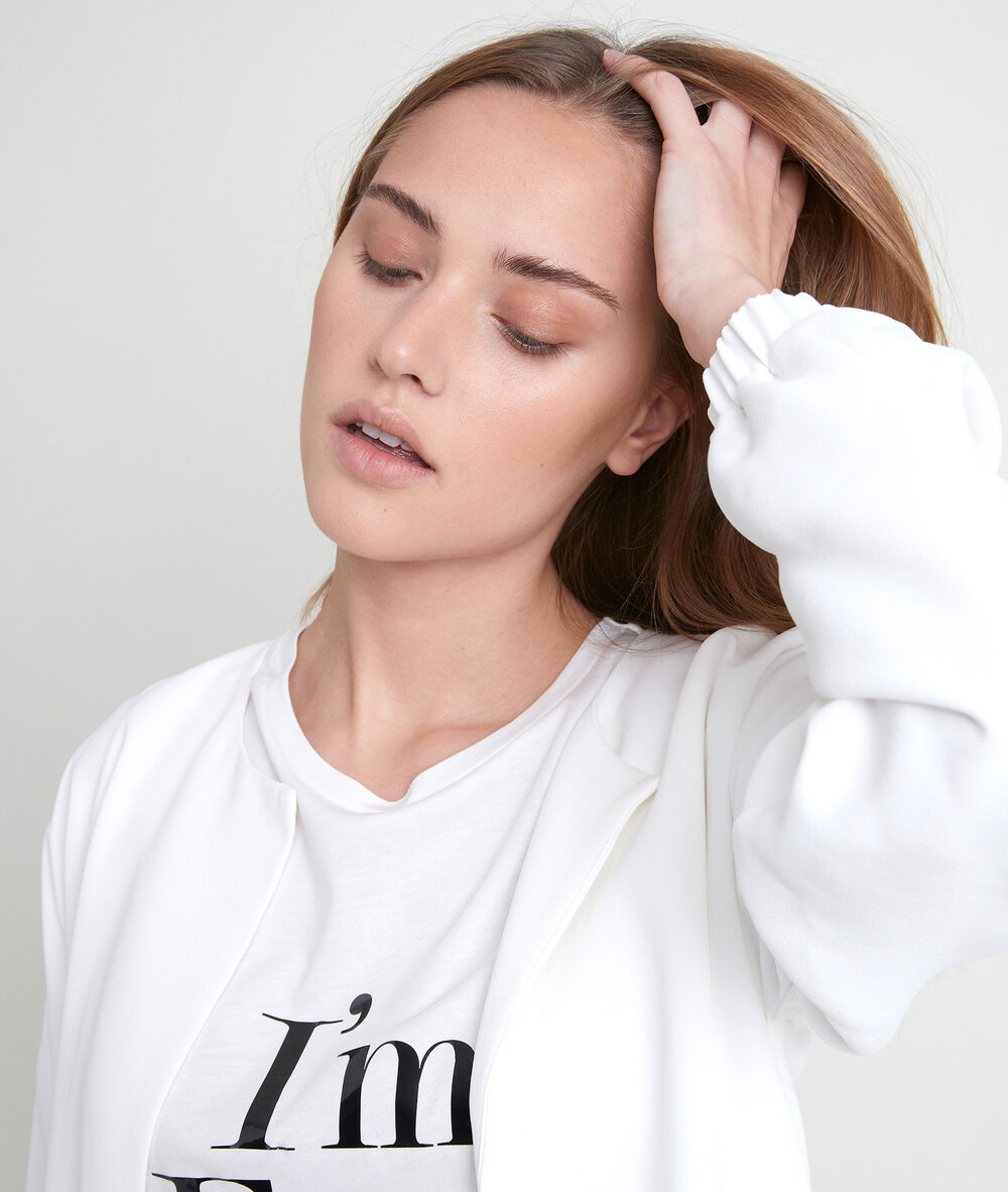 Taya ecru crepe jacket creme.