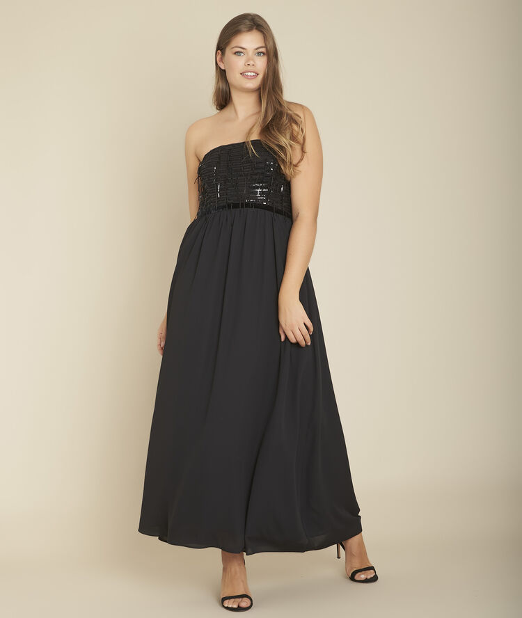 Resa pearl bustier dress black.