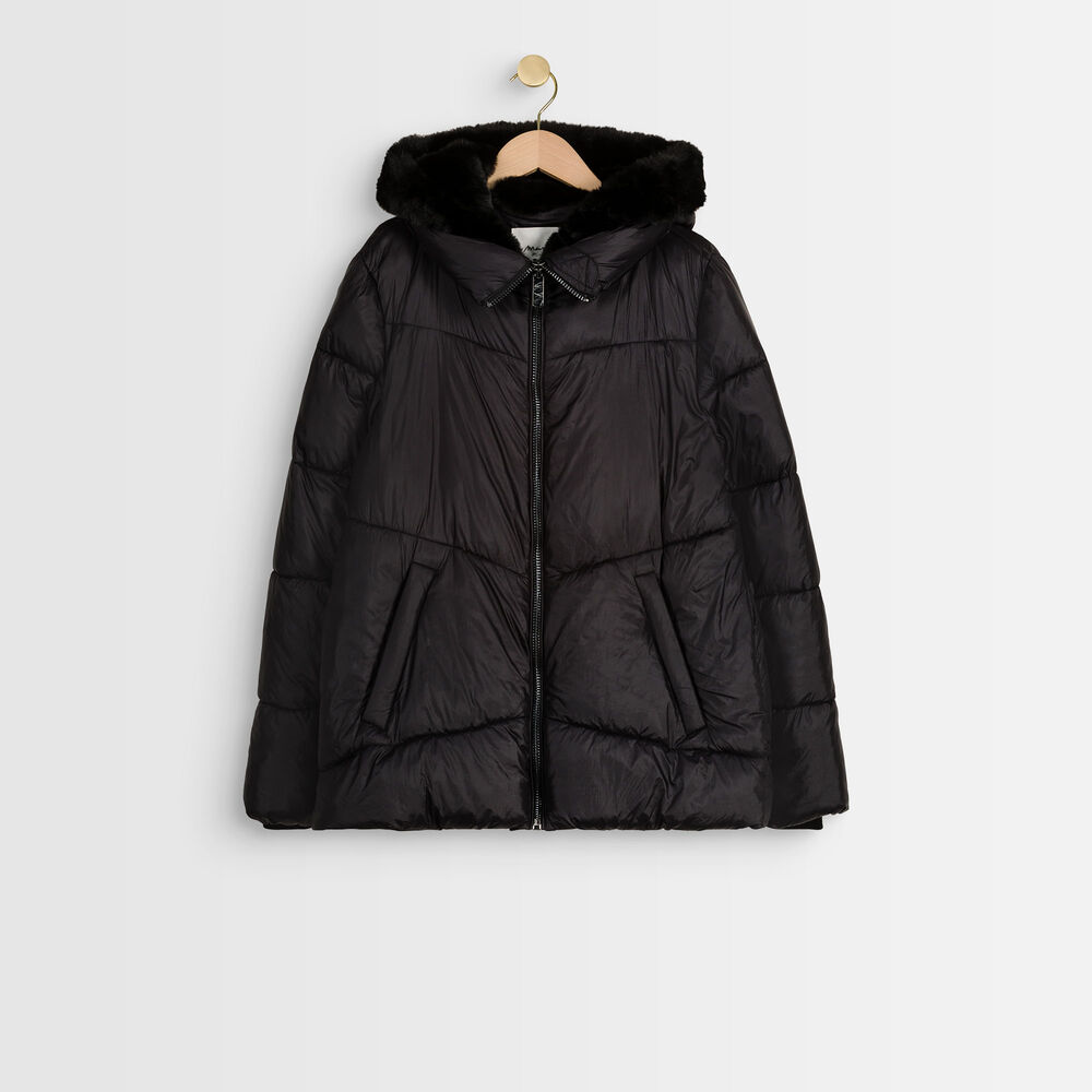 Baiko down jacket with fake fur noir.