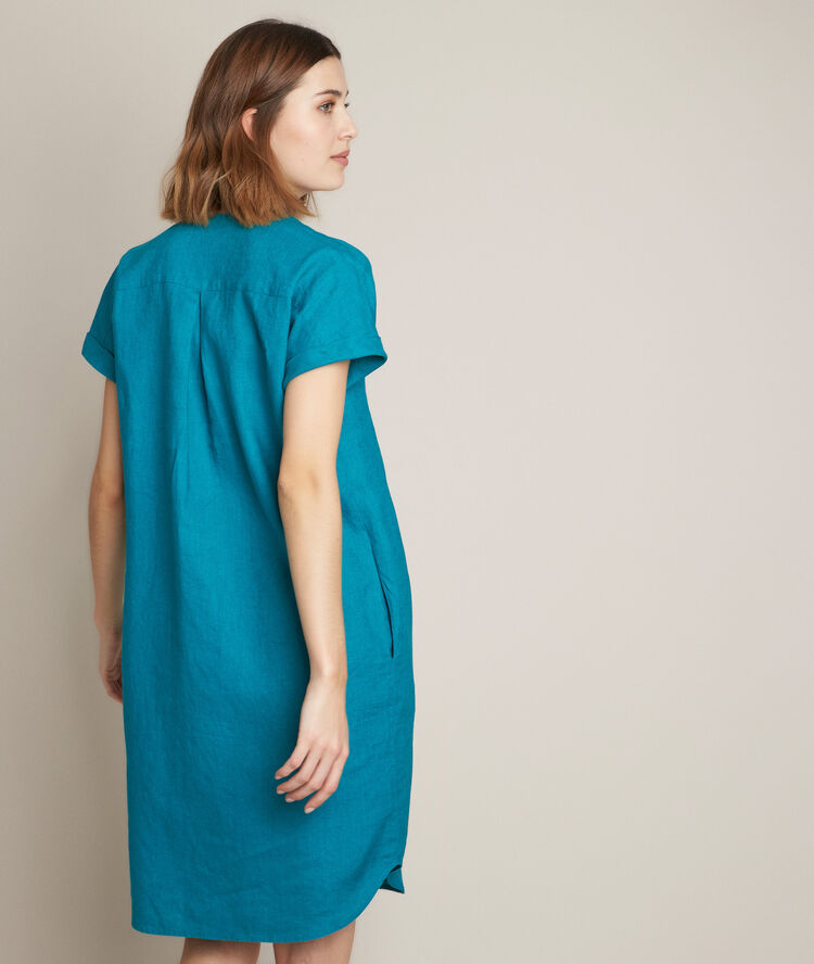 Christina green linen dress turquoise.