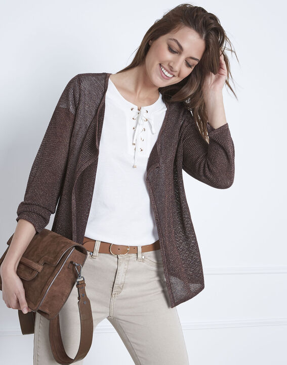 Brown waistcoat in Noisette metallised viscose | 1-2-3 Brown waistcoat in Noisette metallised viscose PhotoZ | 1-2-3
