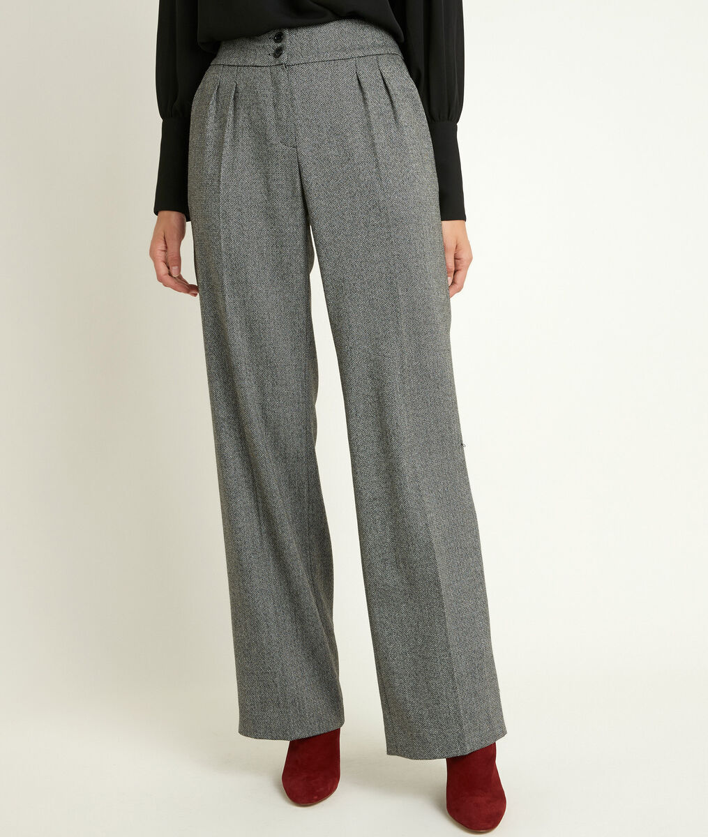 Malo wide-legged herringbone trousers | 1-2-3 Malo wide-legged herringbone trousers PhotoZ | 1-2-3