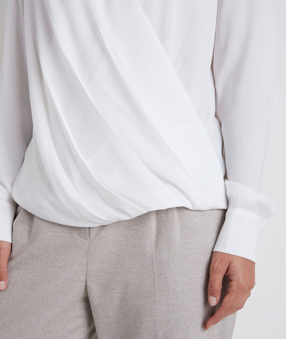 Jalila ecru draped blouse ecru.