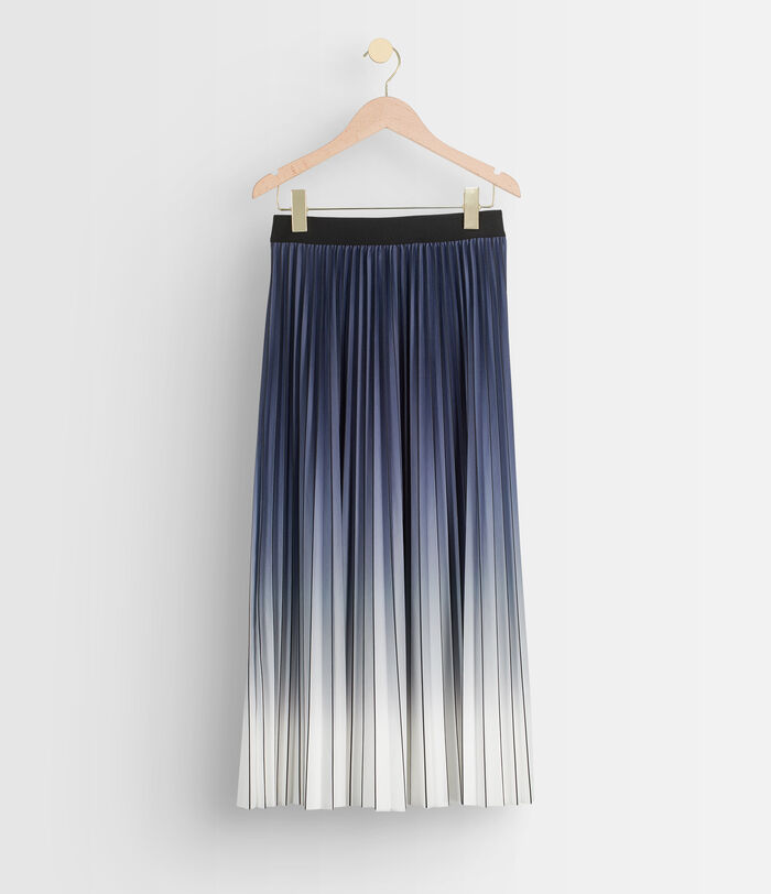 Elara navy tie-dye pleated midi skirt PhotoZ | 1-2-3