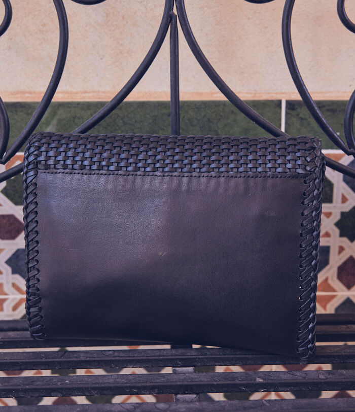 Fady flat gold braided leather clutch bag PhotoZ | 1-2-3