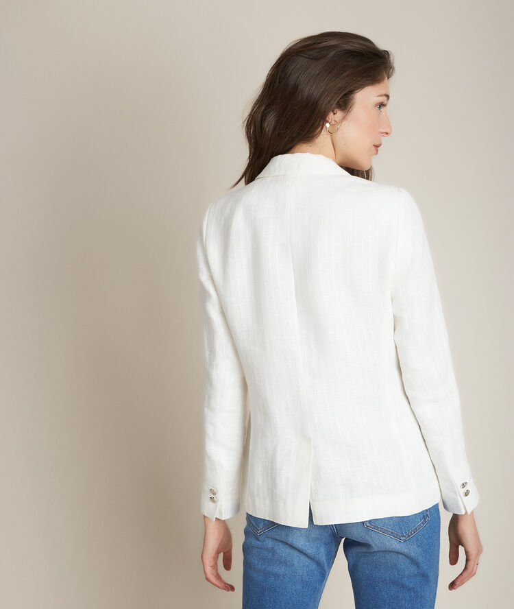 Lenny striped linen jacket white.