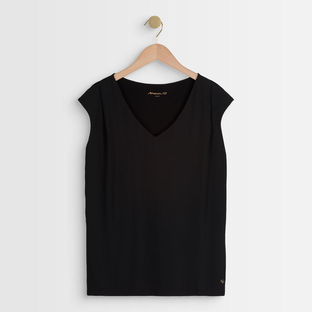Neptune black two-fabric blouse black.