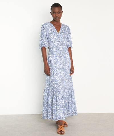 Nudine sky blue printed long dress  PhotoZ | 1-2-3