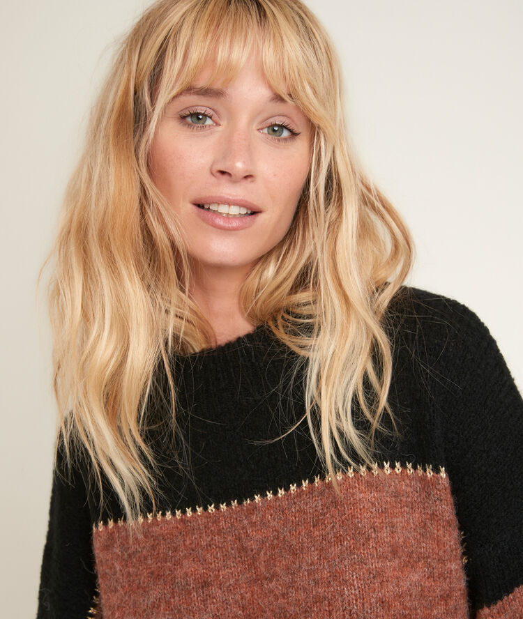 Rob striped lurex pullover noir.