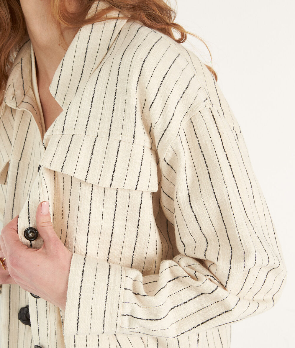 RITA ecru cotton striped overshirt  PhotoZ | 1-2-3