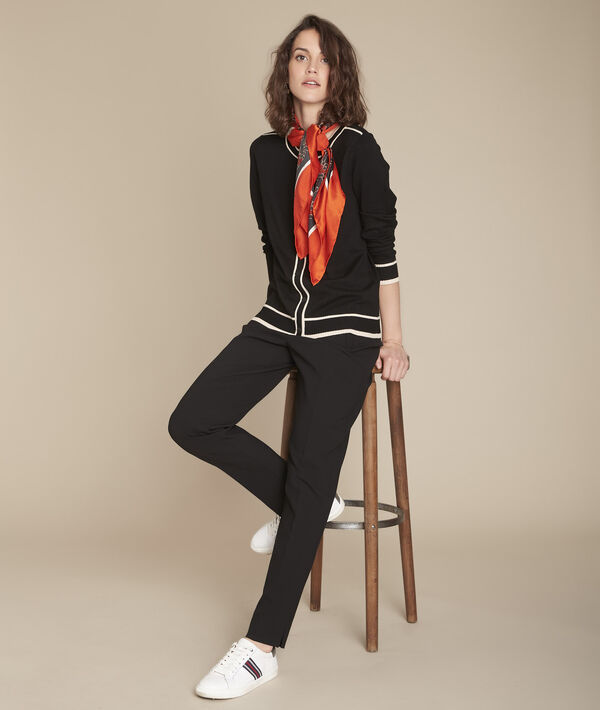 Fontenay black cardigan with striped grosgrain detailing | 1-2-3 Fontenay black cardigan with striped grosgrain detailing PhotoZ | 1-2-3