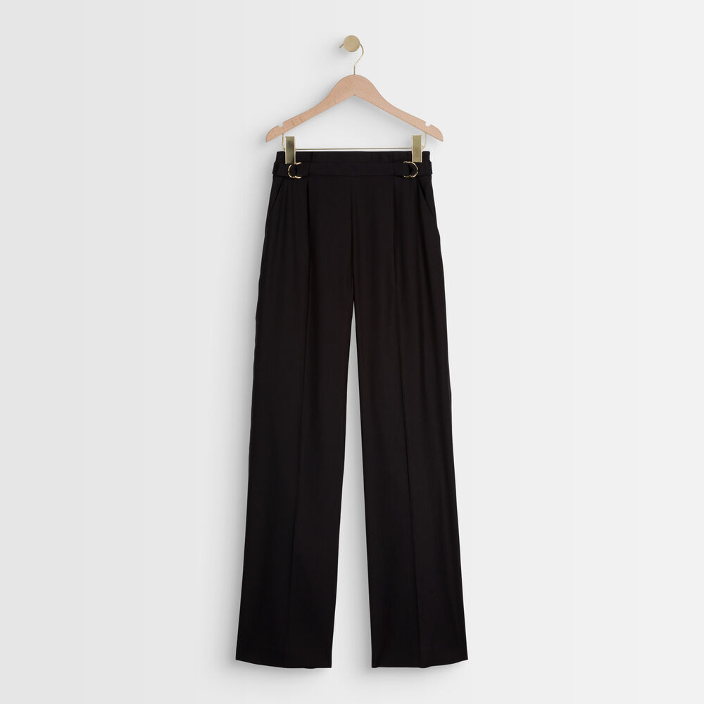 Filipo black linen blend wide-legged trousers noir.
