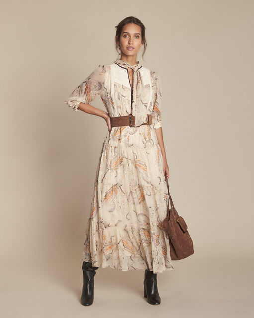 Imane long ecru printed dress (1) - Maison 123