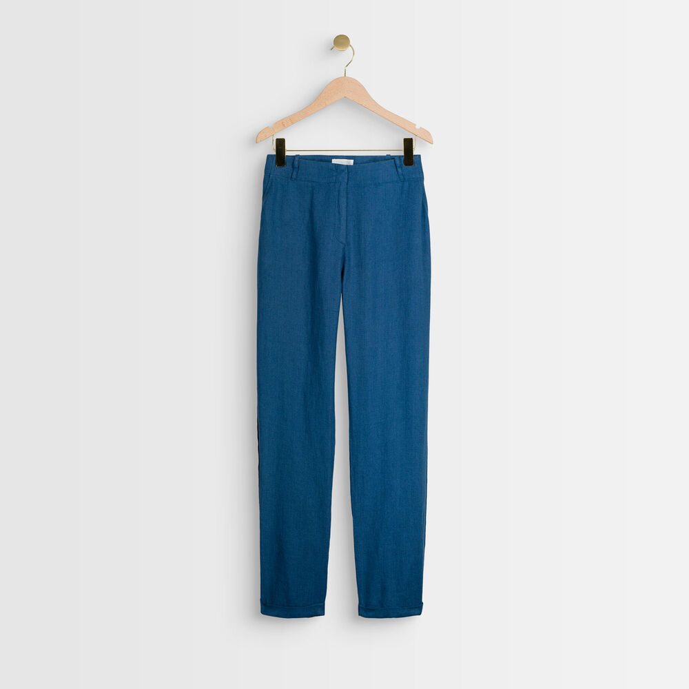 Ignacio indigo linen chinos light duck egg blue.