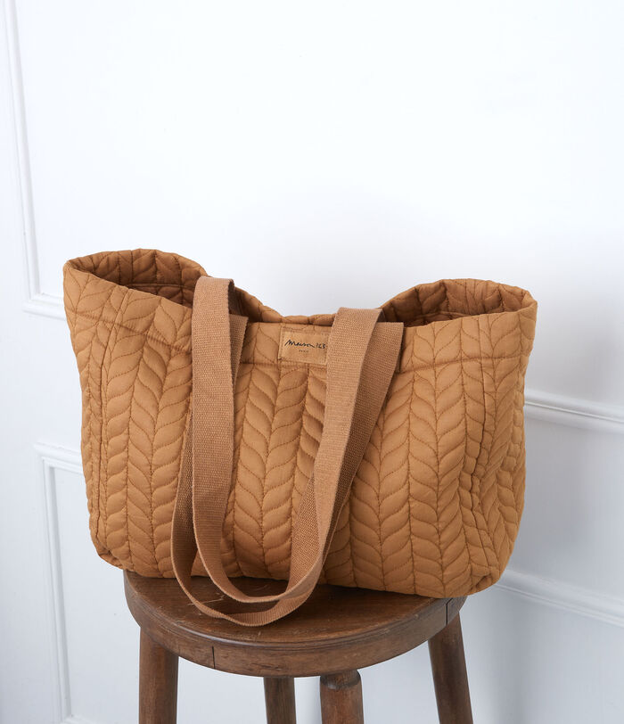 David ochre quilted cotton tote bag