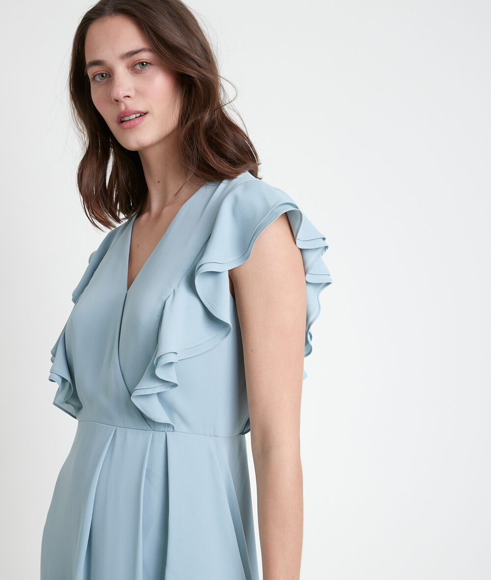 Melanie celadon ruffle dress celadon.