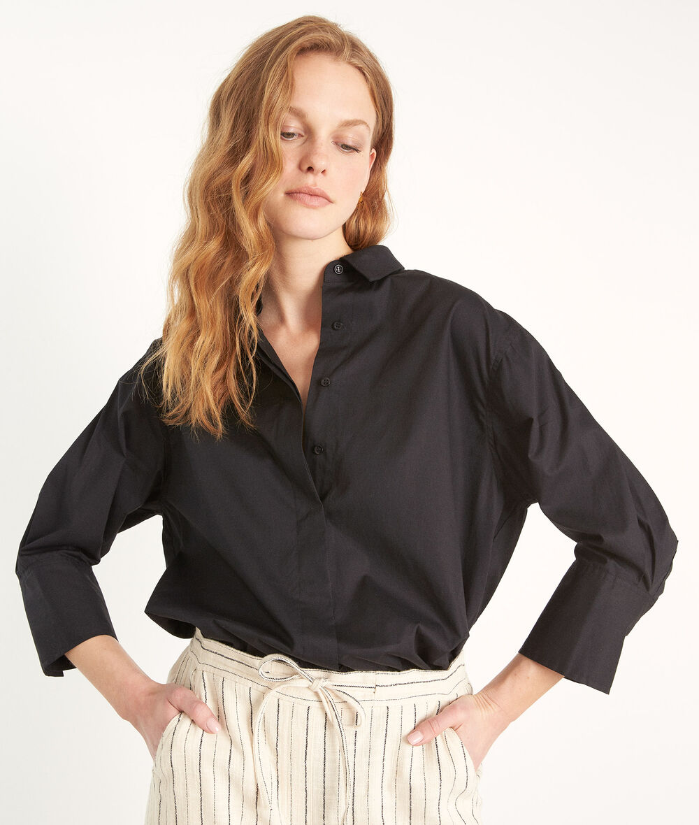 Adoline black oversized cotton shirt PhotoZ | 1-2-3