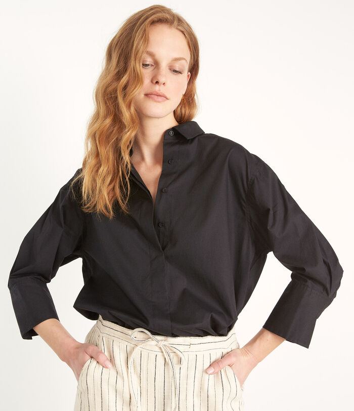 Adoline black oversized cotton shirt PhotoZ | 1-2-3