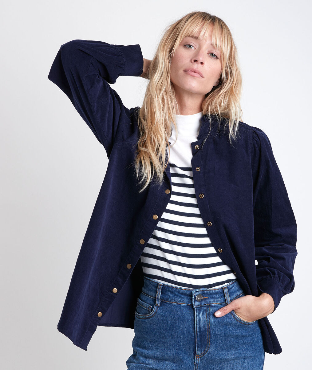 Jeraldine navy velours shirt | 1-2-3 Jeraldine navy velours shirt PhotoZ | 1-2-3