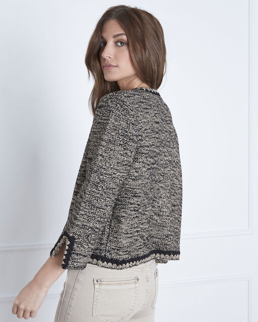 Black decorative amour knitted waistcoat black.
