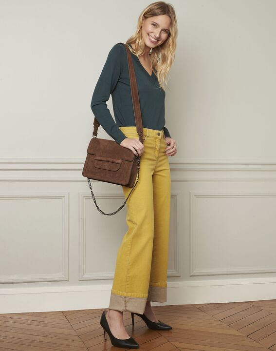 Bergamote green V-neck viscose blend pullover | 1-2-3 Bergamote green V-neck viscose blend pullover PhotoZ | 1-2-3