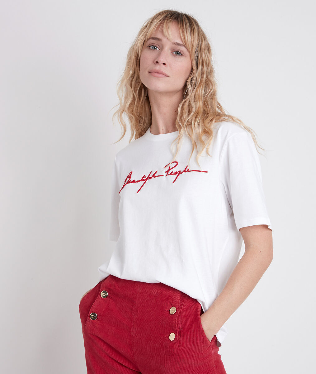 IDOLE ecru T-shirt with slogan | 1-2-3 IDOLE ecru T-shirt with slogan PhotoZ | 1-2-3