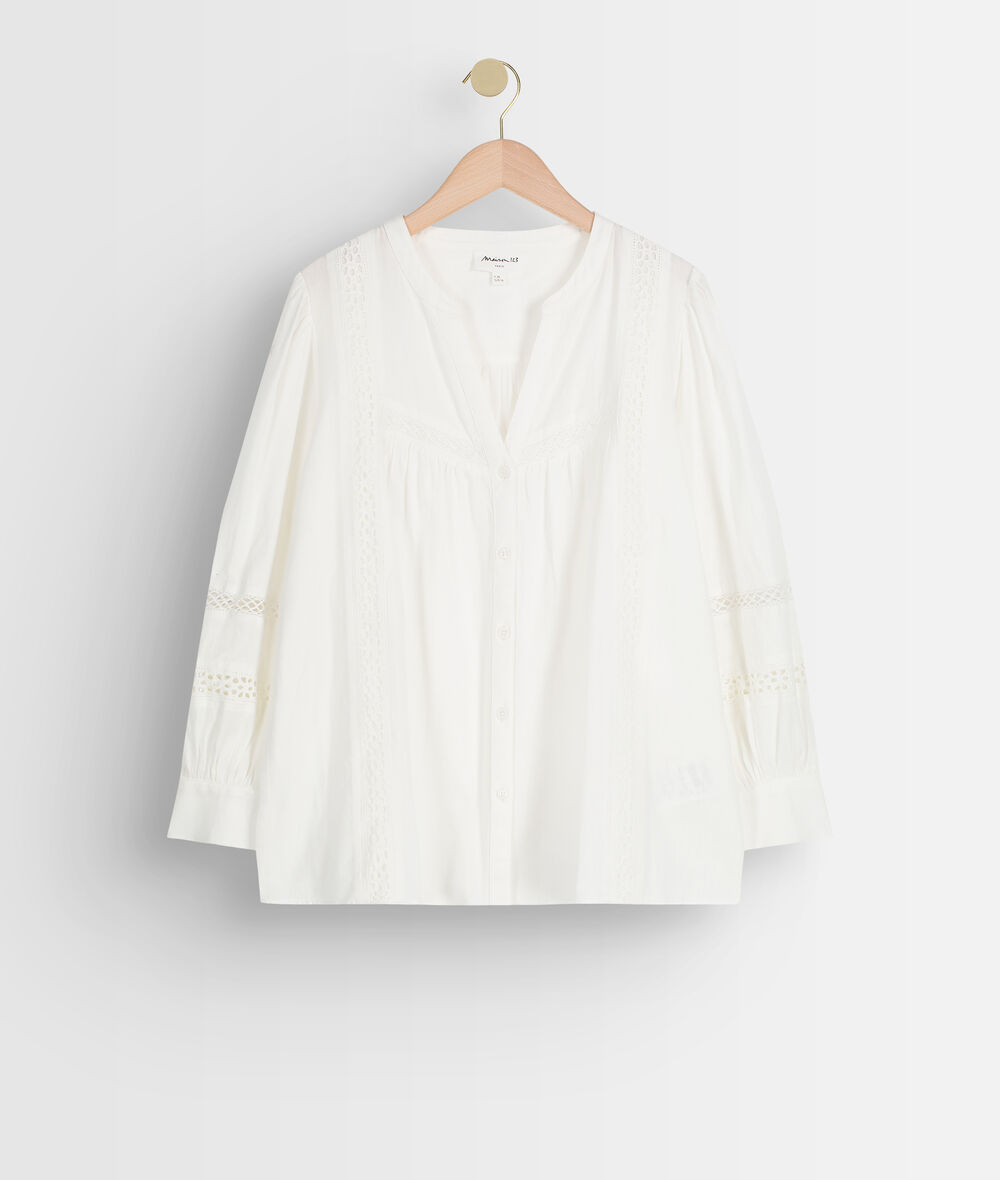 Lady white cotton and linen blouse PhotoZ | 1-2-3