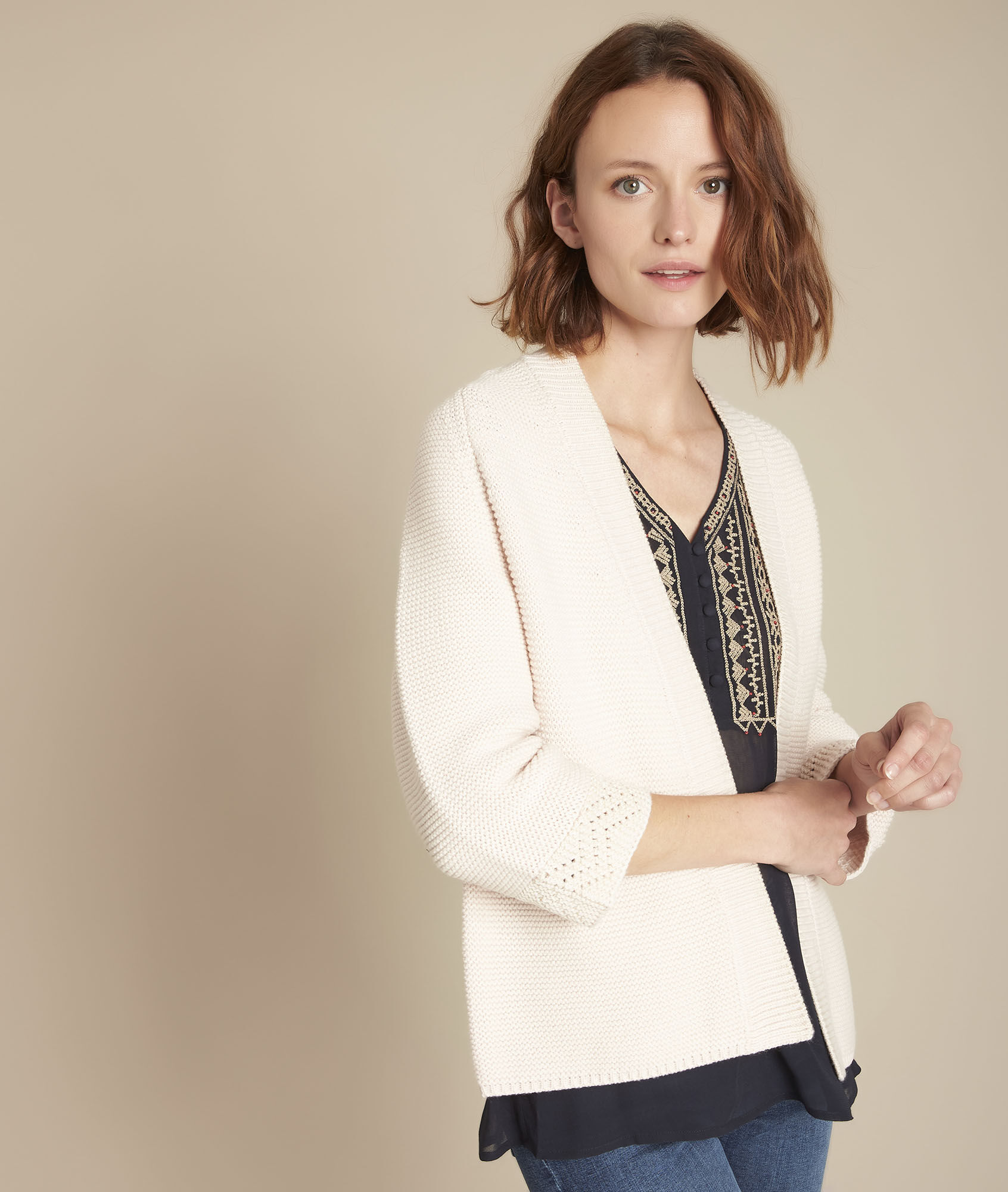 powder pink cardigan