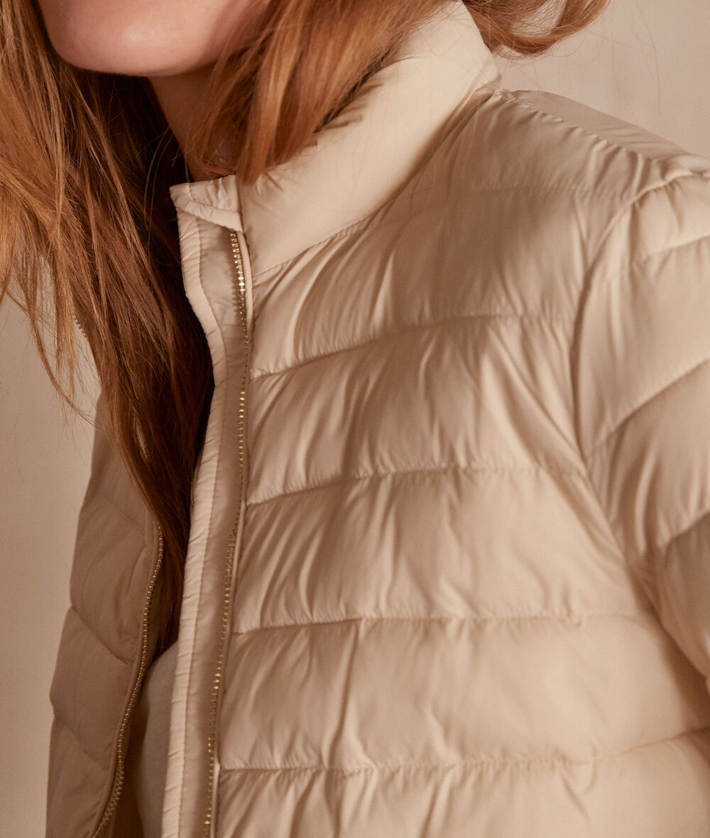 Olivia beige nylon lightweight padded jacket. PhotoZ | 1-2-3