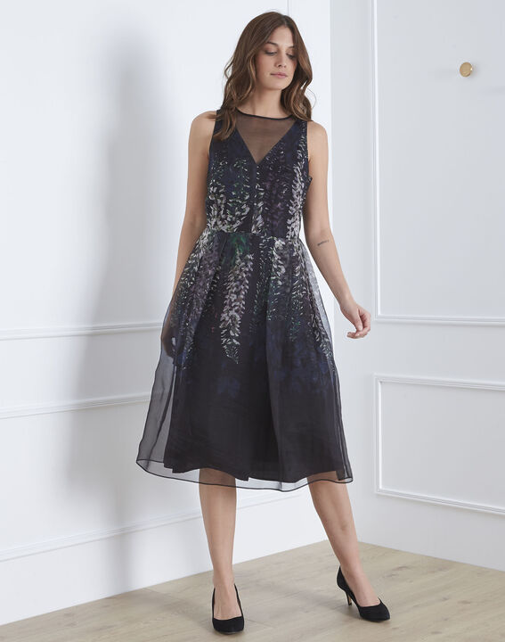 Hugoline watercolour print dark green dress | 1-2-3 Hugoline watercolour print dark green dress PhotoZ | 1-2-3