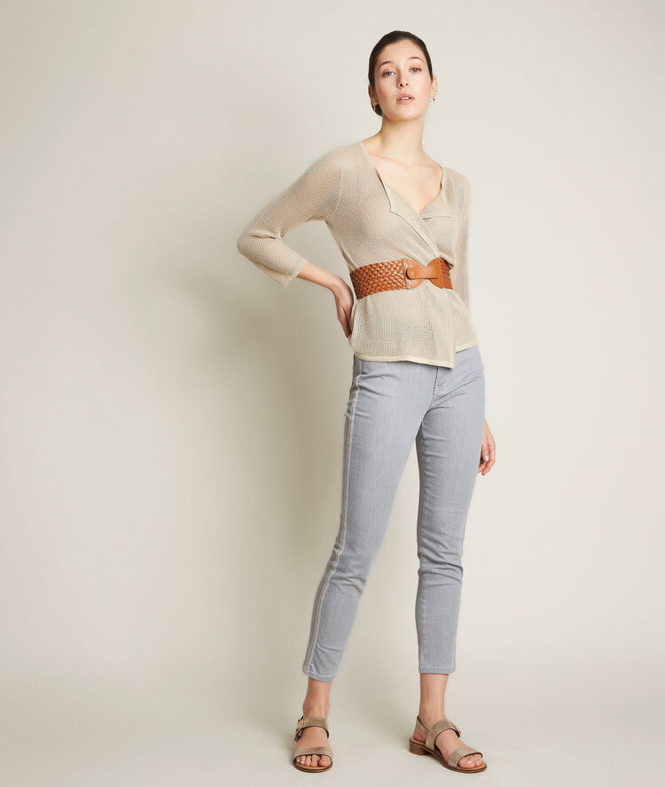 Noisette golden openwork cardigan white gold.