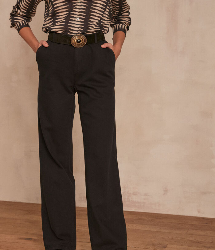 Leana black wide-leg cotton trousers PhotoZ | 1-2-3