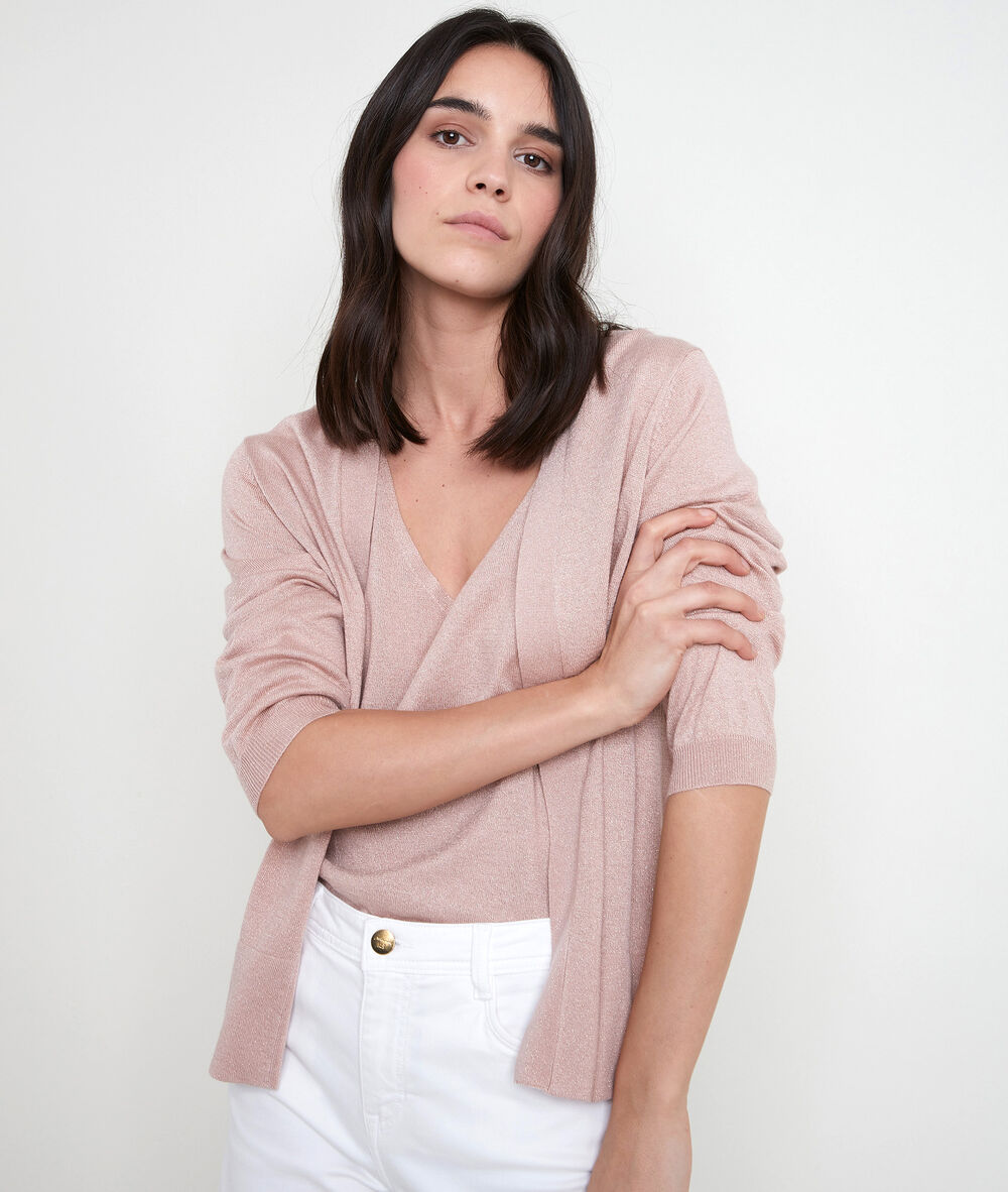 Alizee bis lightweight powder-coloured cardigan poudre.
