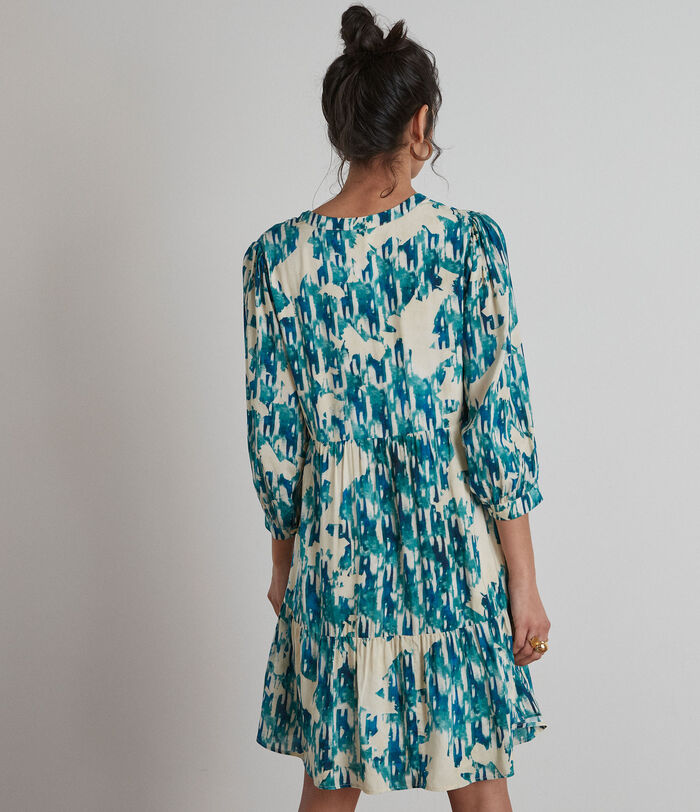 Nadypso short turquoise printed dress PhotoZ | 1-2-3