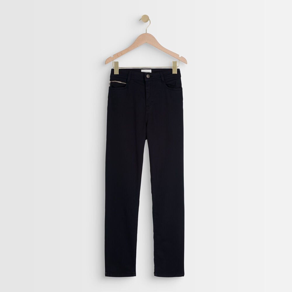 The iconic sultan navy slim-fit cotton satin jeans navy blue.