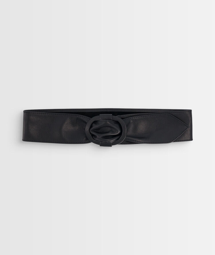 Elya wide black leather belt noir.