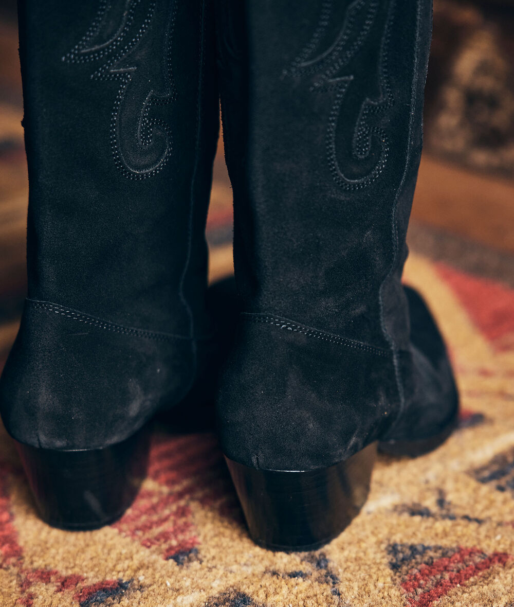 Charlie black suede cowboy boots PhotoZ | 1-2-3