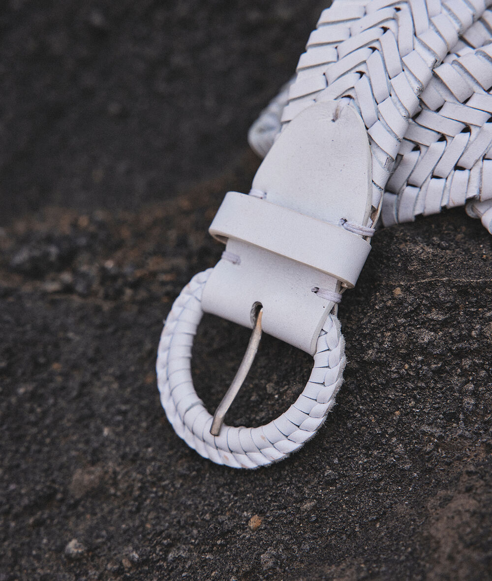 Bella white braided leather belt PhotoZ | 1-2-3