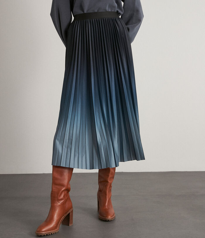 Elara distressed stonewash tie-dye pleated midi skirt PhotoZ | 1-2-3