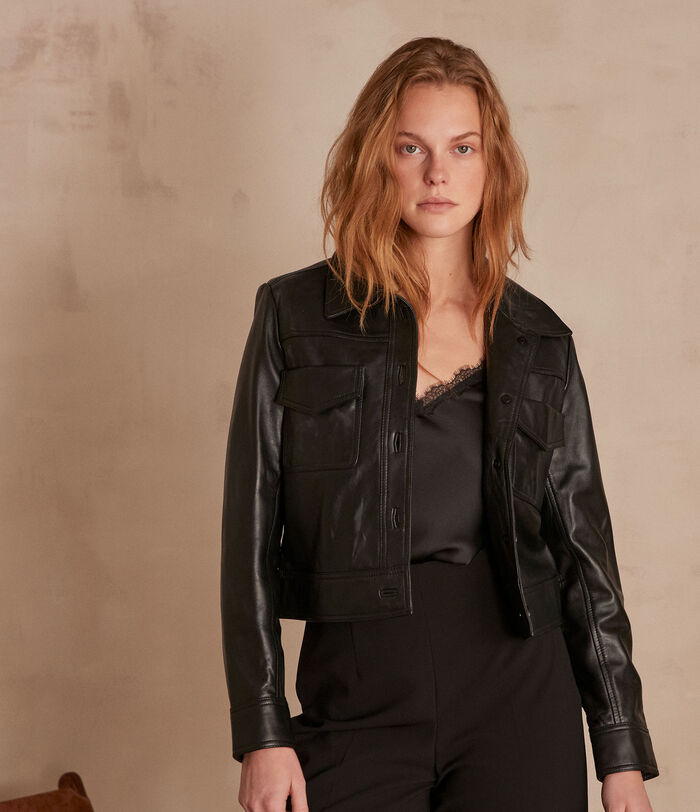 Donna short black leather jacket PhotoZ | 1-2-3