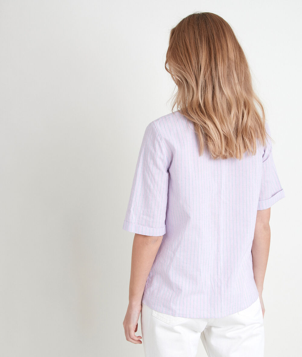 Tendra striped embroidered blouse mauve.