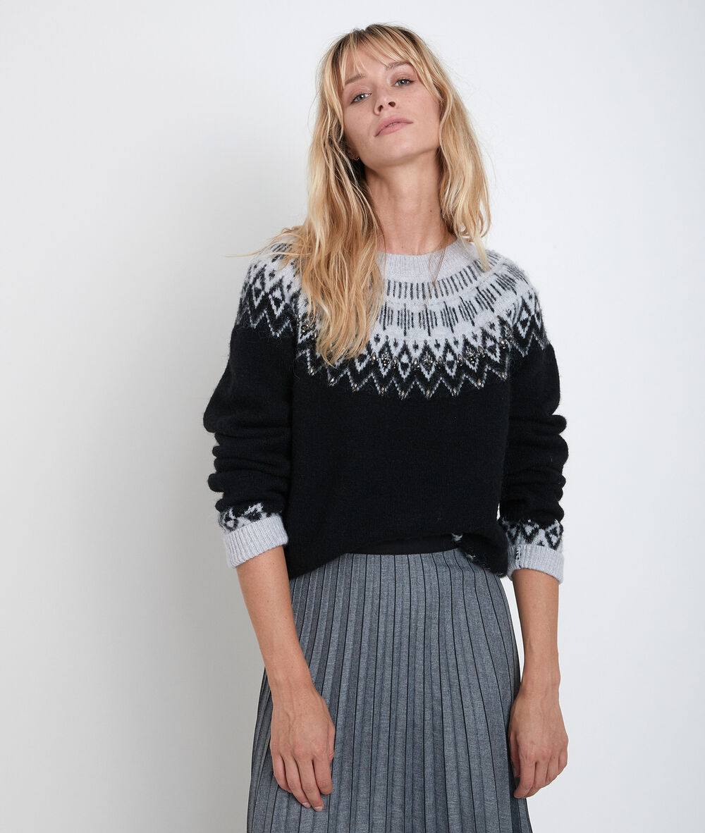 Remo jacquard pullover noir.