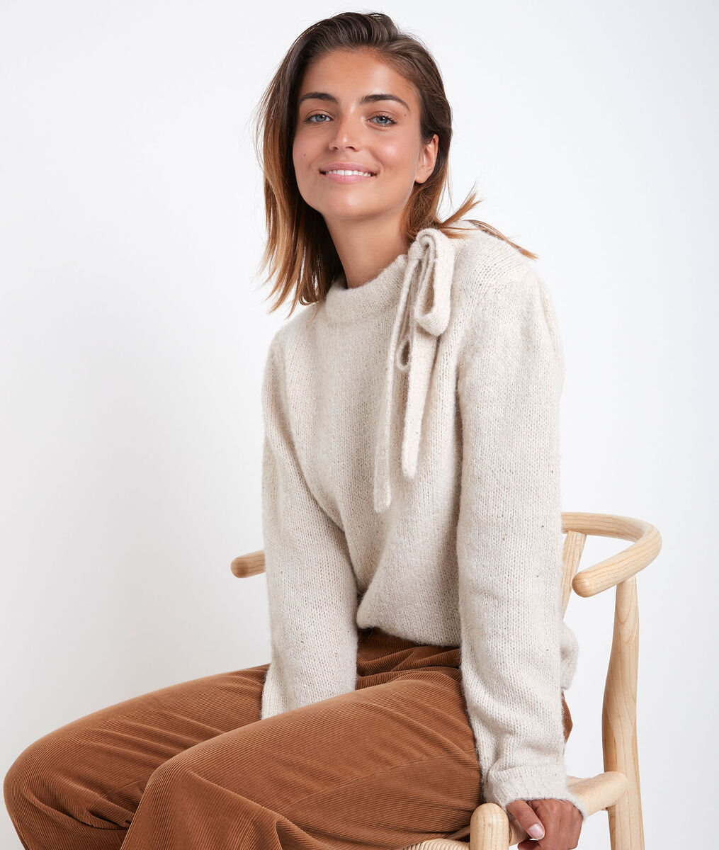 Rodger beige pullover with decorative collar | 1-2-3 Rodger beige pullover with decorative collar PhotoZ | 1-2-3