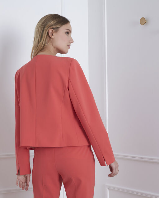 Charme coral microfibre and grosgrain jacket coral.