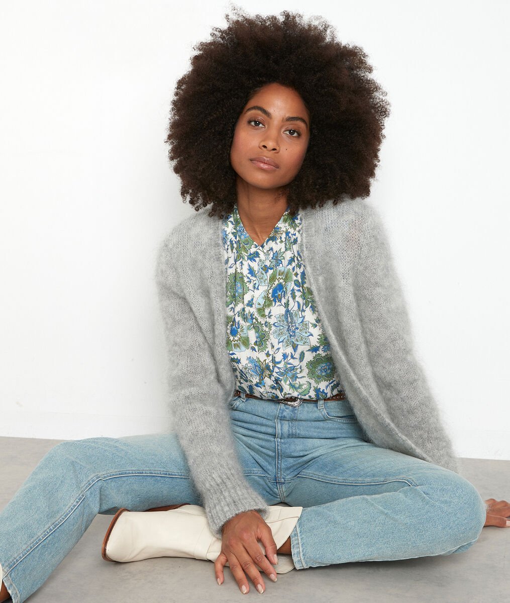 ROZELLE grey mohair blend cardigan | 1-2-3 ROZELLE grey mohair blend cardigan PhotoZ | 1-2-3