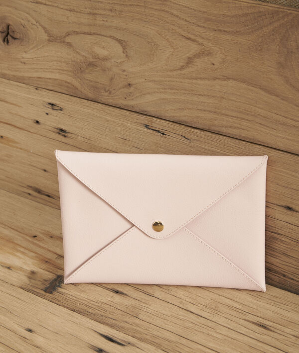Shibuya pale pink recycled leather envelope clutch | 1-2-3 Shibuya pale pink recycled leather envelope clutch PhotoZ | 1-2-3