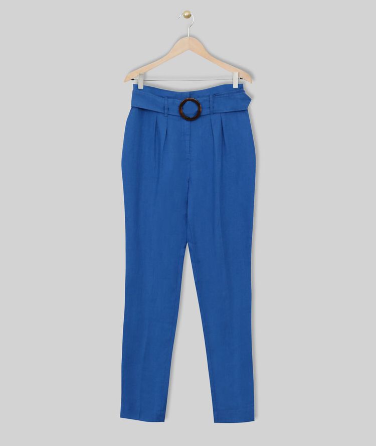 Ilea belted linen trousers blackcurrant.