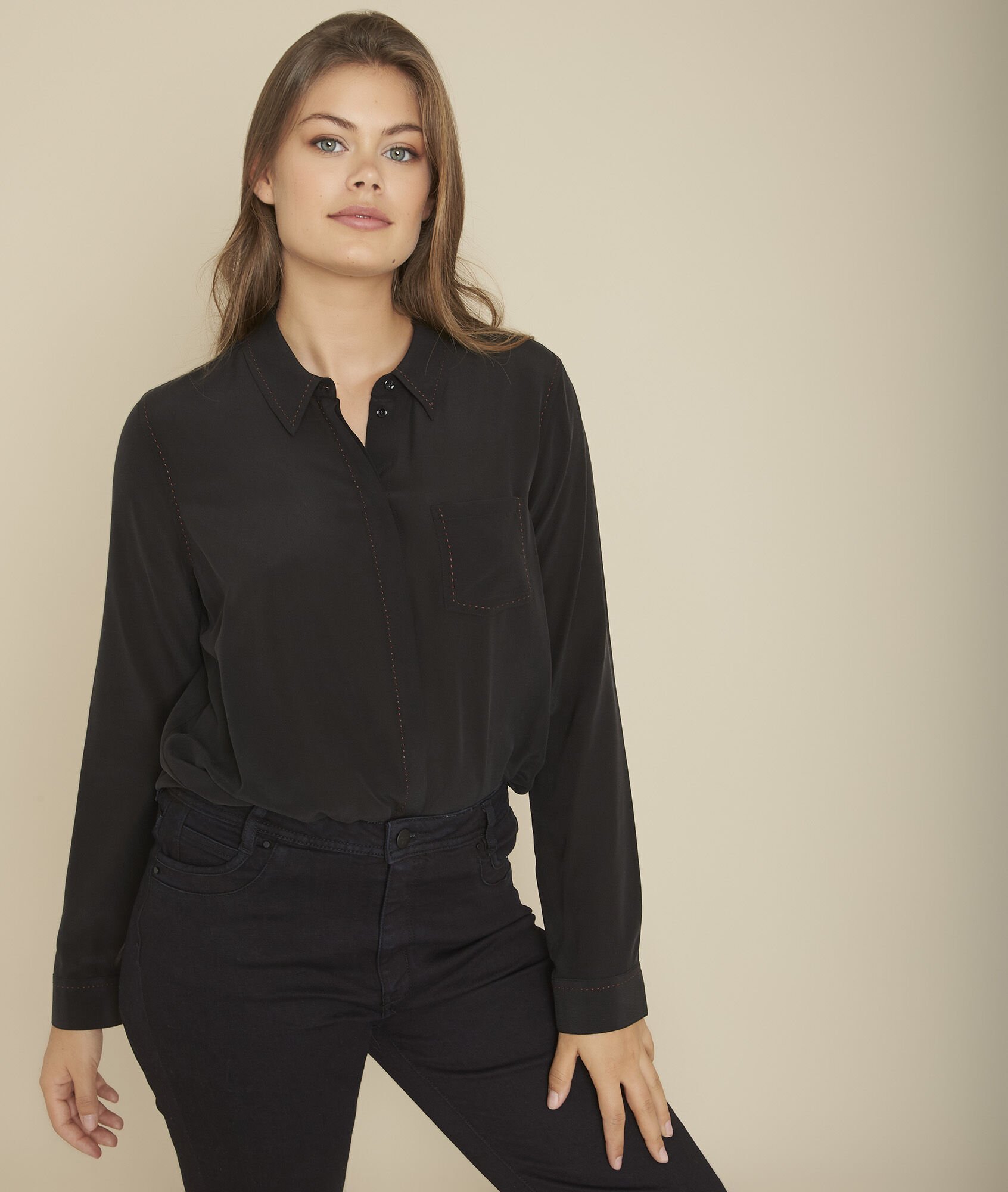 black silk dress shirt